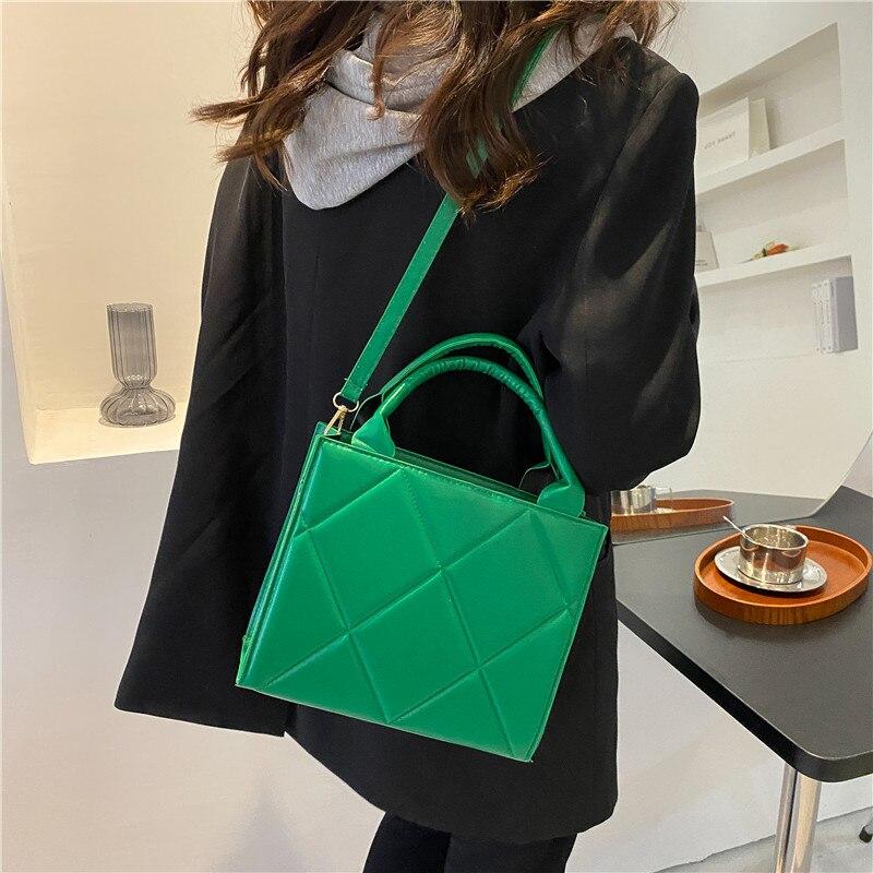 Spring Women's Fashion Shoulder Bag Plaid PU Leather Crossbody Bags Fashion Ladies Handbags Brand Designer Bag Top Strap