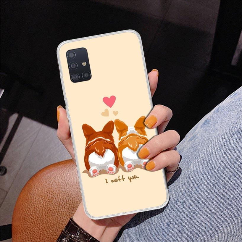 Cartoon Corgi Cute Dog Phone Case For Samsung Galaxy A52 A32 A22 A12 A51 A31 A50S A30S A20S A10S Note 20 Ultra 10 Plus S10 A72 A