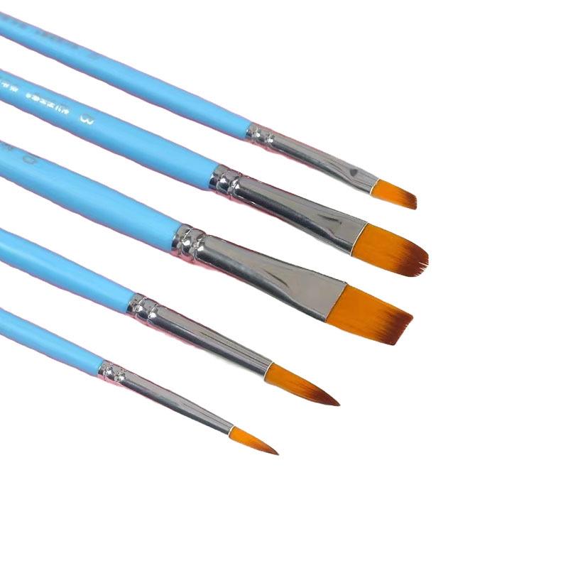 Daily Practice Nylon Mixed Brush Set for Watercolor, Gouache, Oil Painting - 5 Brushes