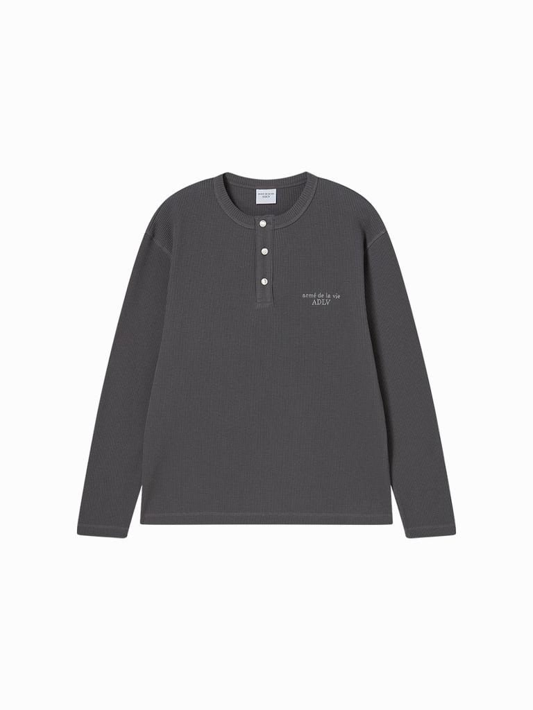 ACME DE LA VIE Adlv Henley Neck Waffle Long Sleeve T-Shirt (3 Color)