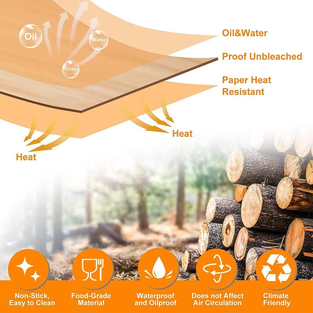 150pcs Air Fryer Paper Non-stick Square Parchment Paper Heat Baking Mat Oil-proof Waterproof Baking Liners for Air Fryer