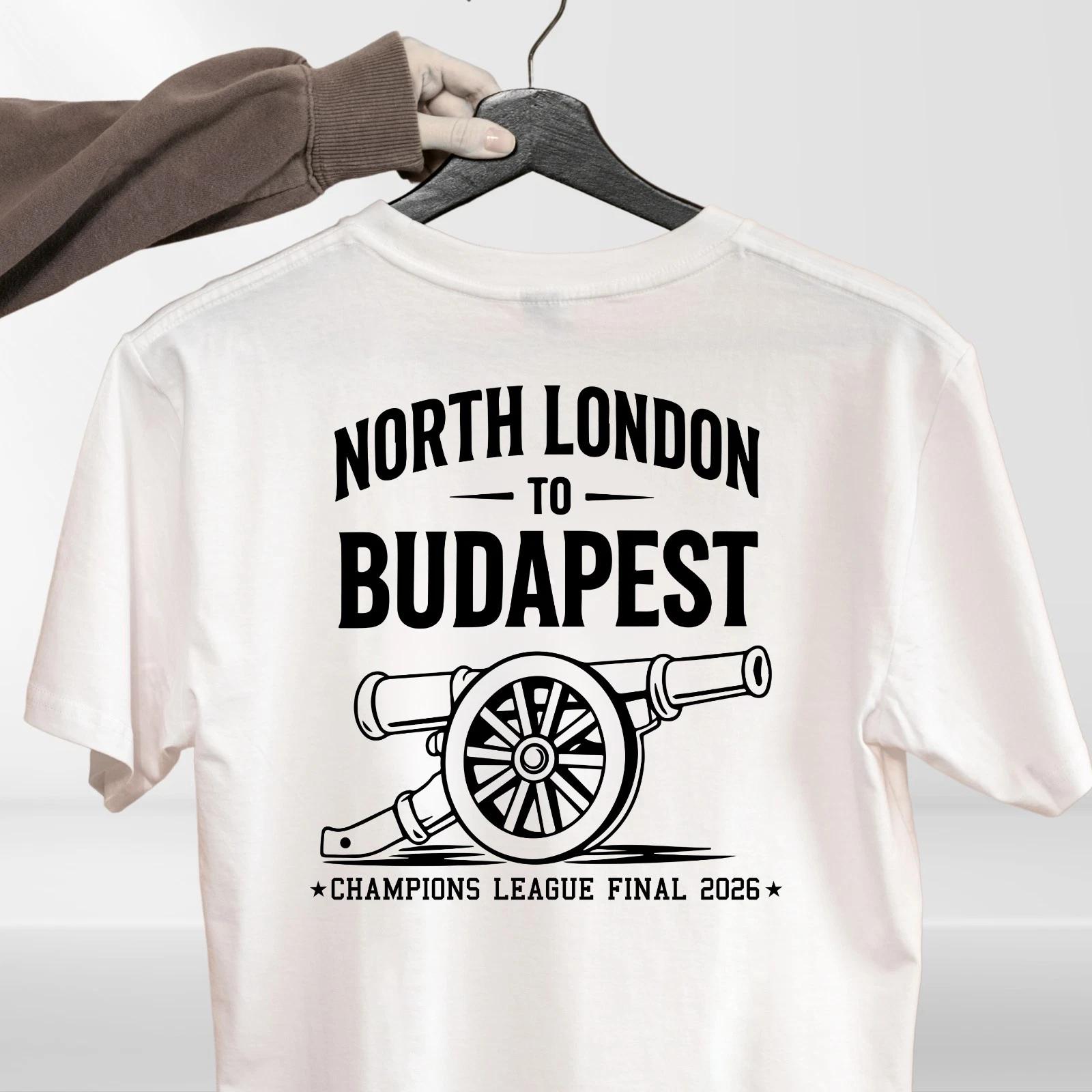 North London to Budapest T-Shirt Champions League Final 2026 - Football Fan Gift XL