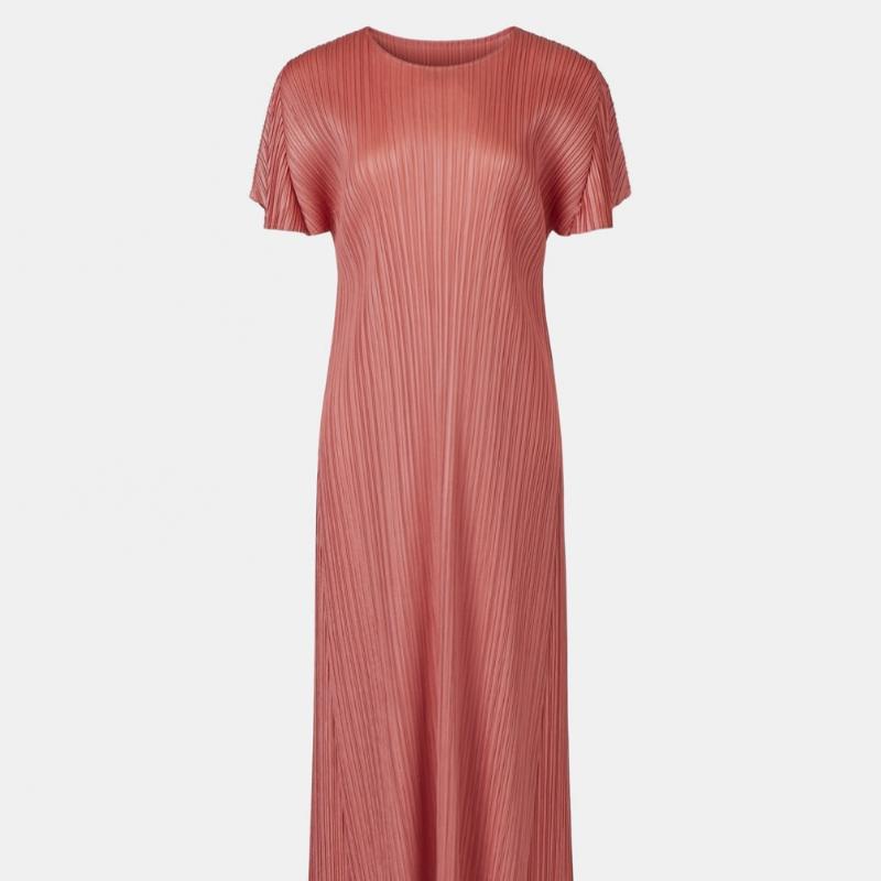 Pleats Me Folding Sleeve Round Neck Dress Ppopm126010