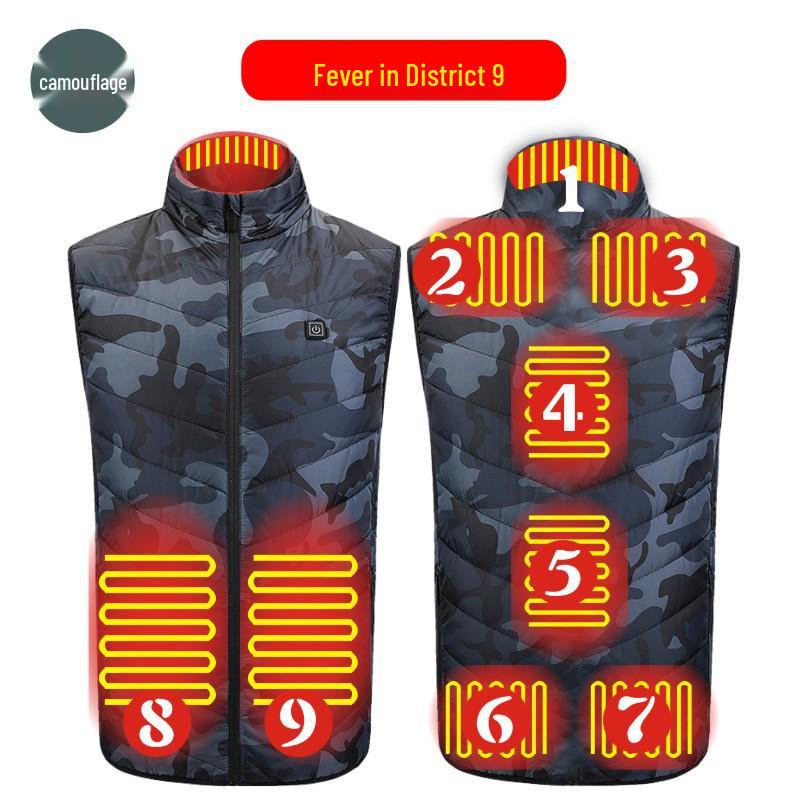 Herren Beheizbare Stehkragenweste mit USB-betriebenem Kohlefaser-Heizsystem