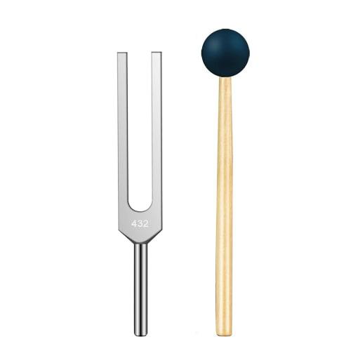 BYSL 432 Hz Tuned Fork Silver & Wood Color Wood + Aluminum Alloy. For Sound Healing, Tuning Fork Resonance Education, Hearing Testing, Meditation, and