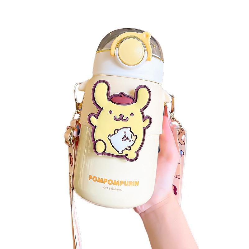 High-quality Cartoon Style Insulated Cup For Girls 570ml With Shoulder Strap And Lock Button