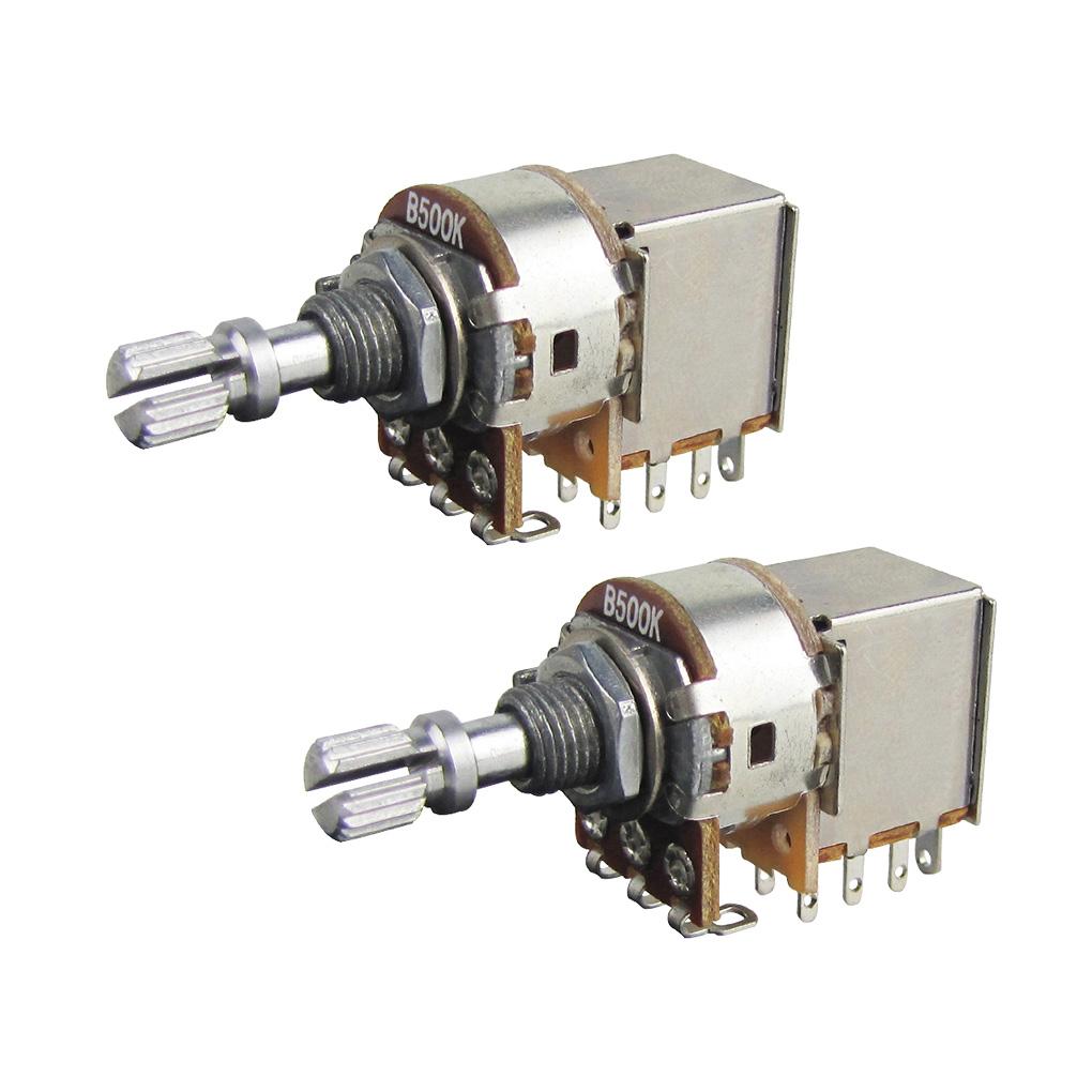 FLEOR 2PCS Push Pull Potentiometers Short Shaft Guitar Pots 500K /250K for Electric Guitar Bass