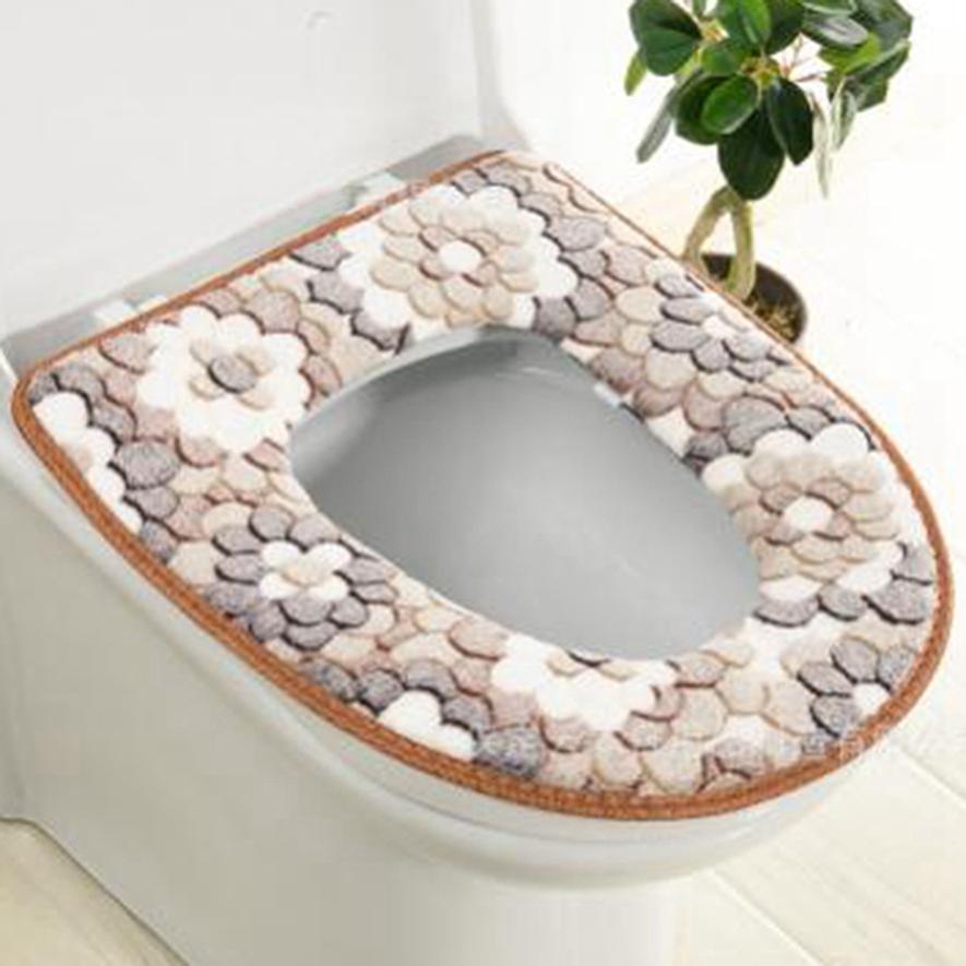 Toilettensitzbezug aus Korallensamt mit großem Blumenmuster - Wasserdicht, Universelle Passform, Klettverschluss