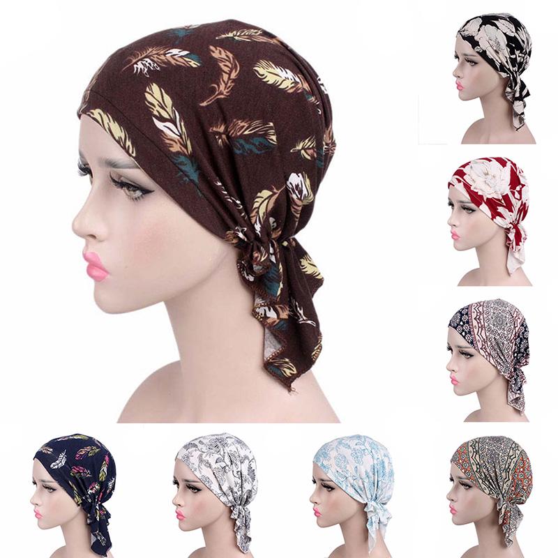 Women Muslim Turban Cancer Chemo Cap Stretch Wrap Beanie Head Scarf Cover Hats