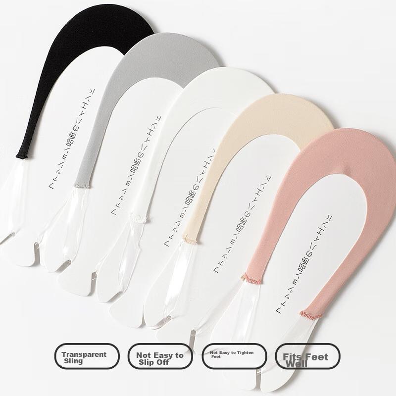 LangSha Sling Boat Socks for Women, Summer Thin Invisible Shallow Mouth Forearm Sock with Cotton Pad, Half-Short Half-Palm Sock Set for High Heels