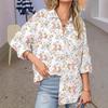 Chemise décontractée ample respirante à manches longues pour femme avec imprimé floral