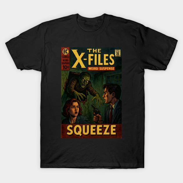 Men Black Print T-shirt X Files Ec Comics Style No-Cut Transfer Paper Print Cotton Tshirt S разноцветный