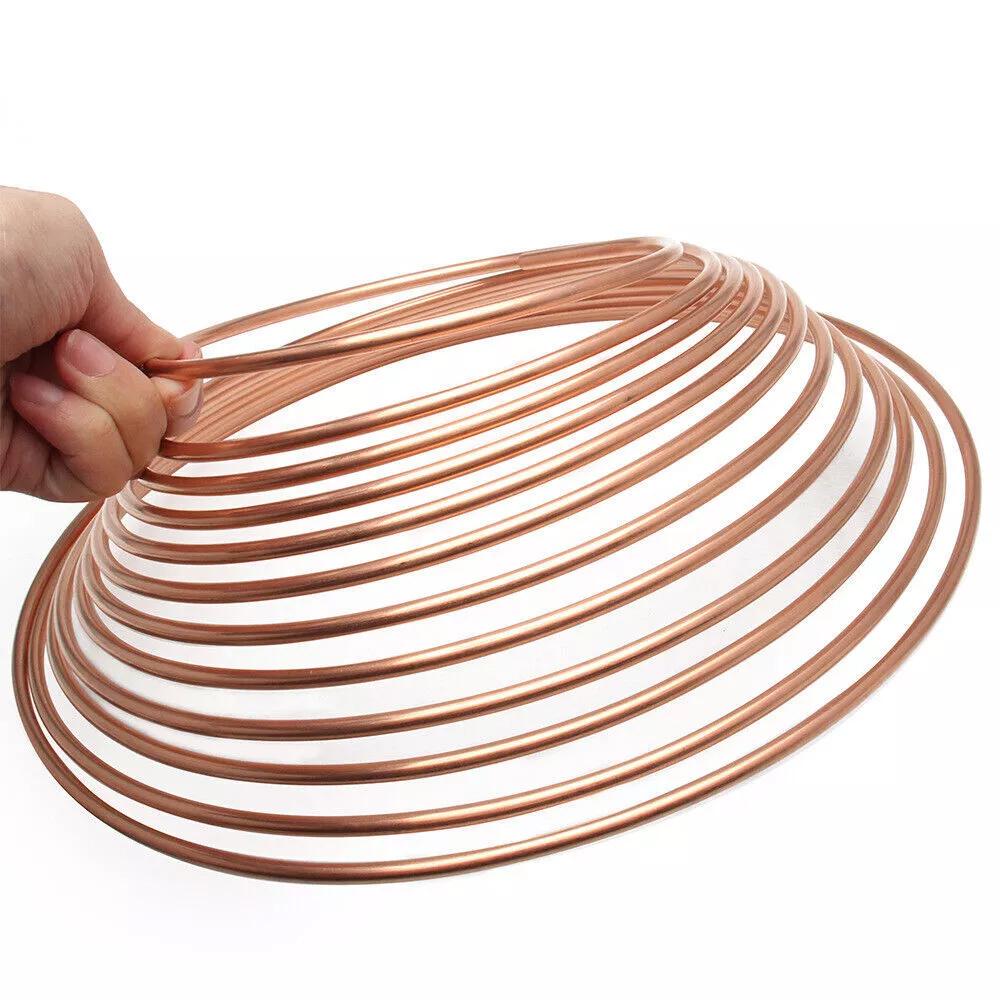 25ft 7.62m Car Roll Tube Coil of 3/16" OD Copper Brake Pipe Hose Line Piping Tube Tubing Rust-proof With 16PCS Tube Nuts