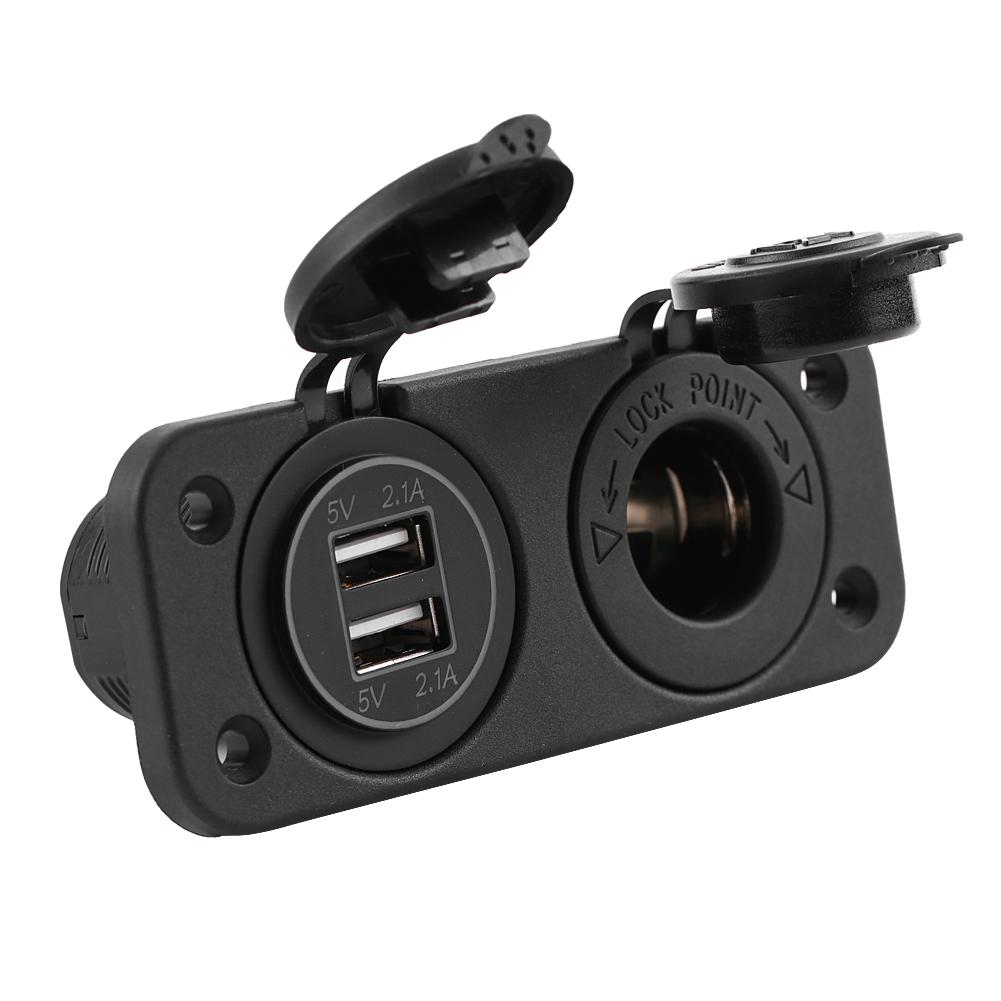 12V Cigarette Lighter Power Socket Adapter 4.2A Dual USB Charger for Car RV Yacht Bus