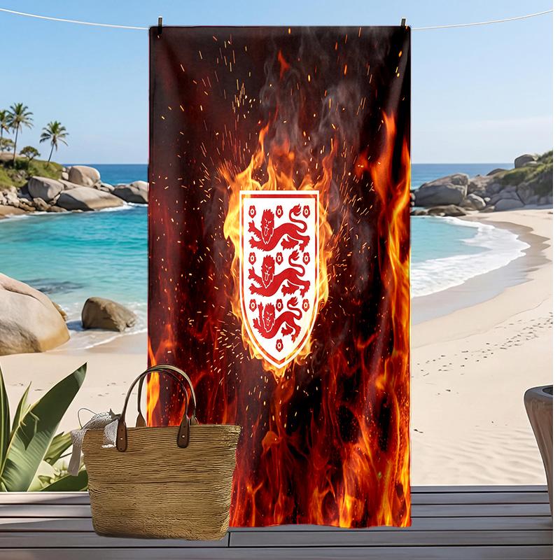 England Football Print Beach Towel Quick Dry Super Absorbent Soft Bath Towel for Swimming Beach Travel Fan Souvenir Gift