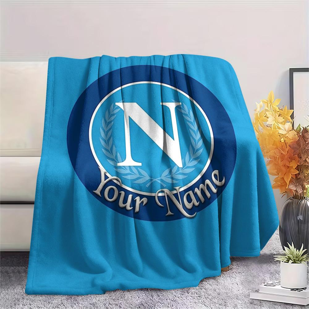 1 Stück Napoli Wappen Benutzerdefinierter Name Gemustert Flanell Decke Geeignet für Alle Jahreszeiten Für Heimdekoration Wärme Und Komfort Geschenke Feiertagsgeschenk