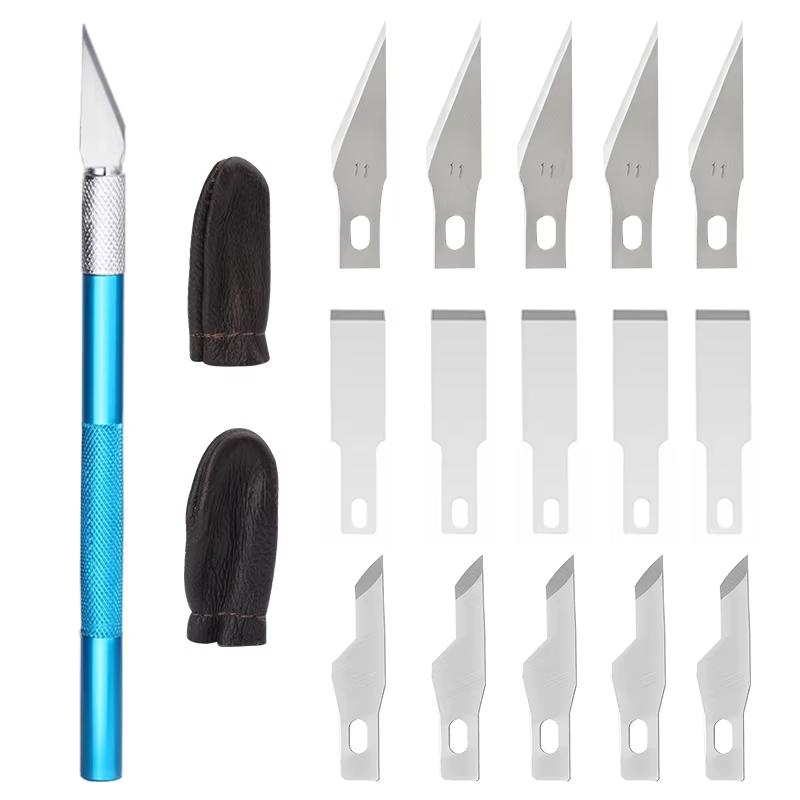 17Pcs Knife Blades Precision Craft Knife Set , For DIY Artwork, Cutting, Models, Scrapbook Leather Carving Tool Carving Knife