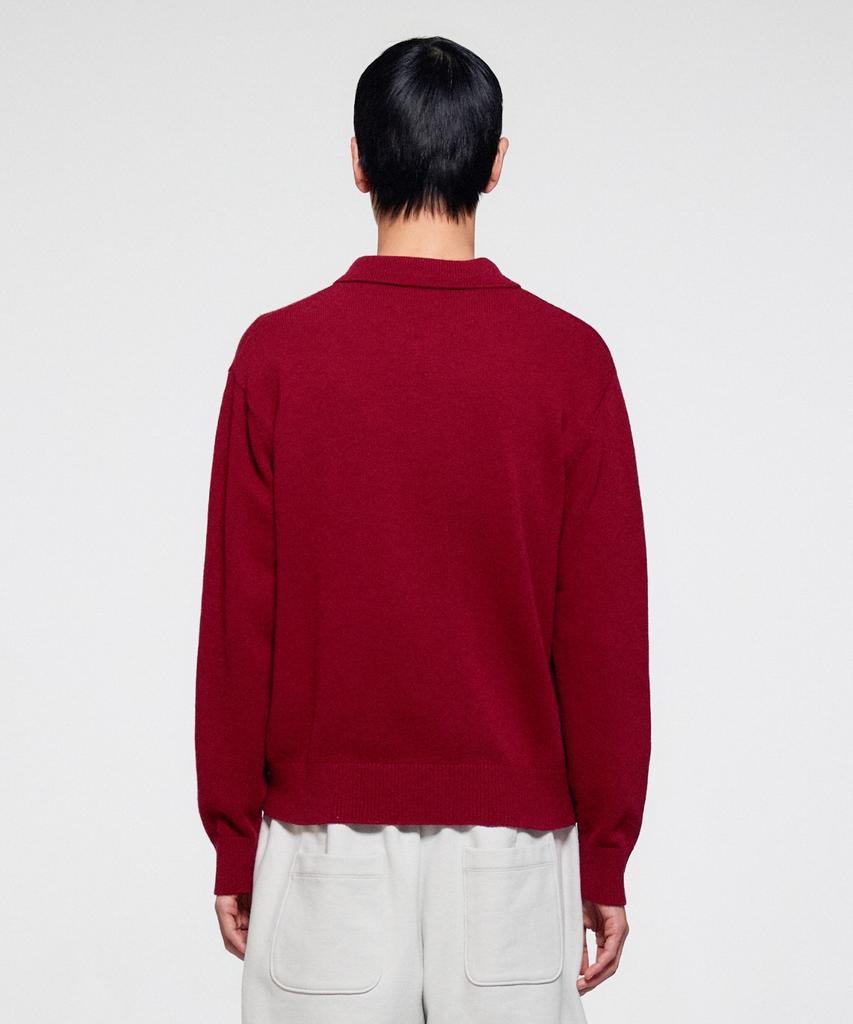 ERA Men Wool Blend Polo Sweater - Deep Burgundy