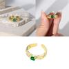 Unique Vintage Style Green Zircon Ring For Women Fashionable Adjustable Copper Jewelry