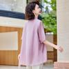 LANGSHA Stylish Mom's Tencel Blend Short Sleeve Blouse