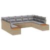 VidaXL Ensemble de canapé de jardin 9 pièces avec coussins en rotin poly beige acacia 3348166