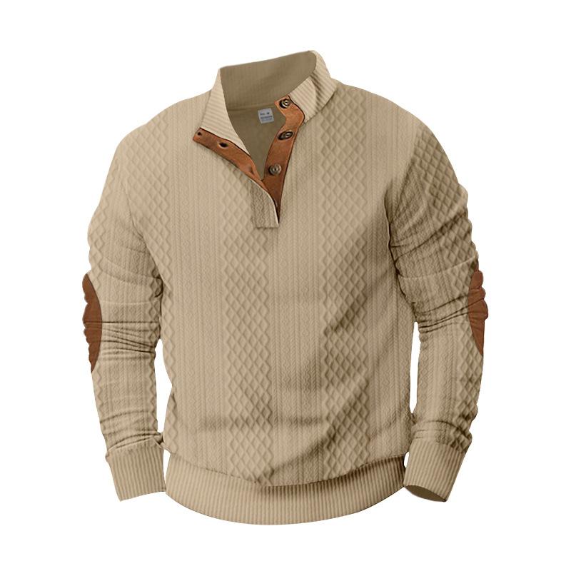 Spring/Autumn Men's Sweatshirt Half-Zip Men's Casual Oversized Jacquard Stand Collar Top
