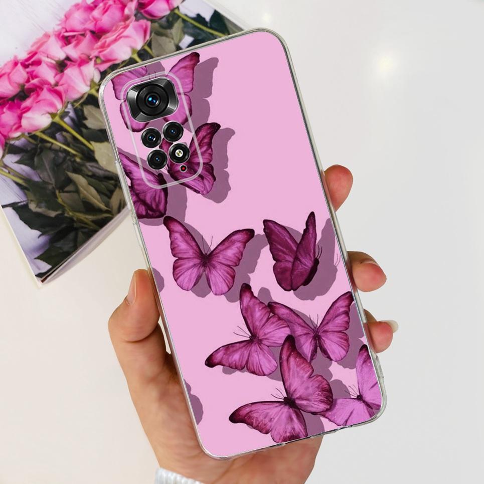 Transparent Soft TPU Coque For Xiaomi Redmi Note 11 Pro 4G 5G Note 11 11s Case Women Girly Fashion Flower Butterfly Funda Shell