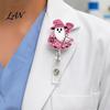 Lightweight Retractable Badge Holder Halloween Ghost Reel, Glitter Acrylic Clip, Cute Pink Smooth Cord Reel ID Name for Women Nurse Teacher