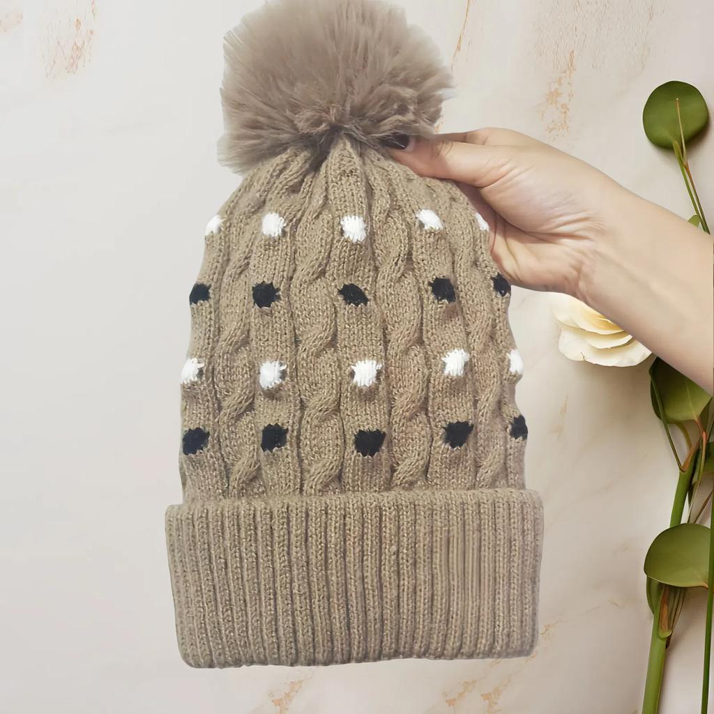 Thickened Knitted Hat Fashionable Jacquard Woolen Hat Autumn and Winter Face Showing Versatile Couple Cold Hat