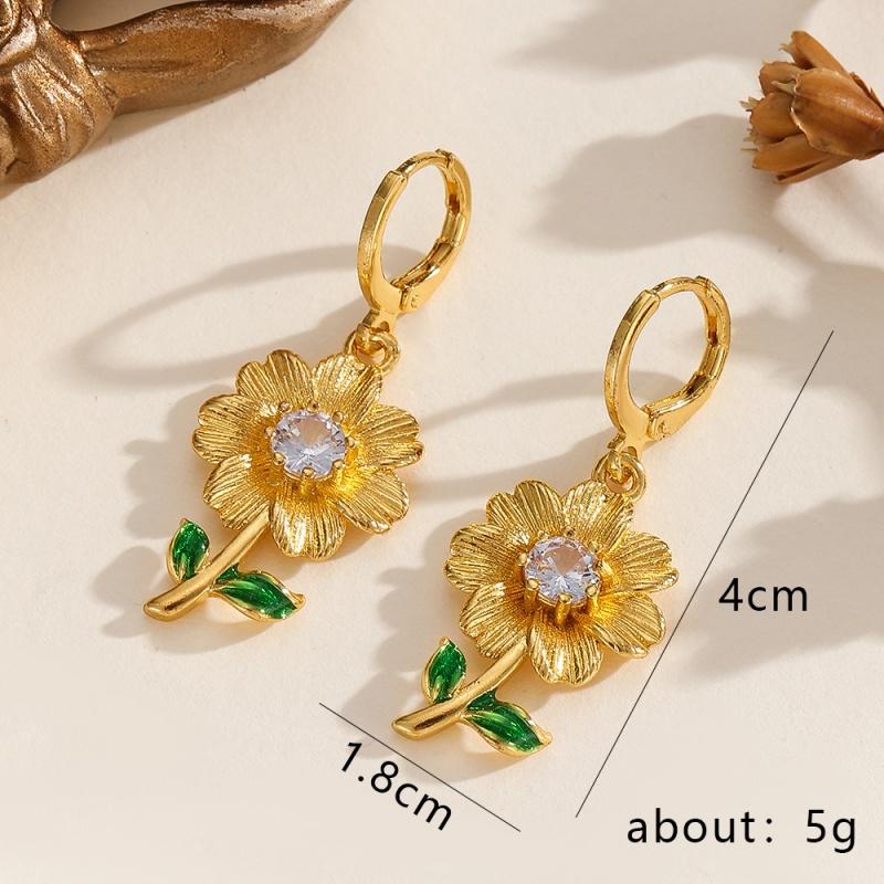 Leaves Flower Earrings for Women Trendy Vintage Ear Stud Wheat Unique Design Golden Color Girl Jewelry Gift