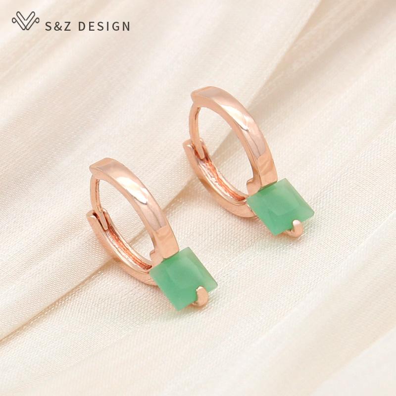 Moda elegancka róża złoty kolor kwadratowa cyrkonia spadek kolczyki dla kobiet biżuteria ślubna modny prezent na kolczyki