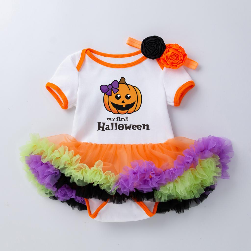 Infant Baby Girls Kids Skirts Set 2PC Romper + Headband Halloween Outfits