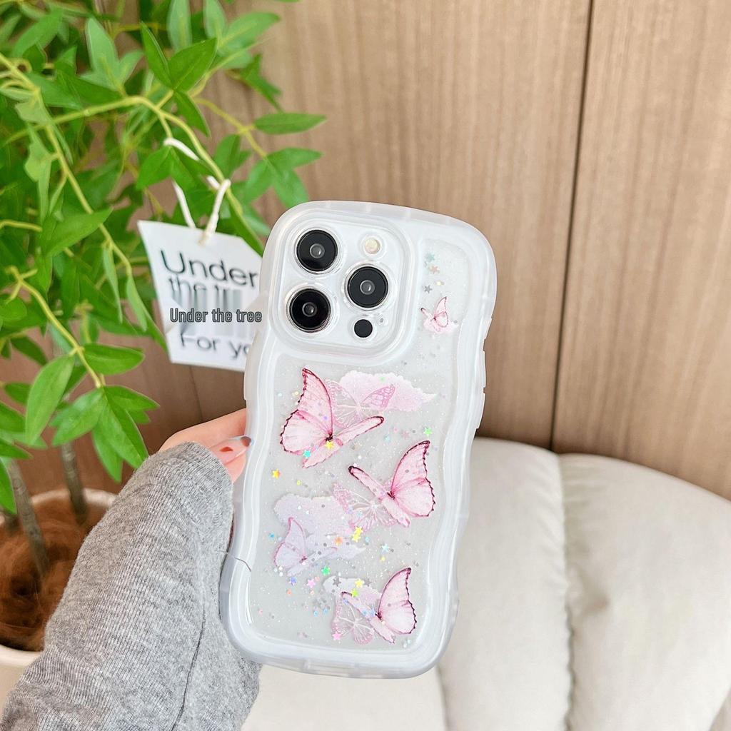 Glitter Resin Butterfly Phone Case for iPhone 15/16/17 Pro Max