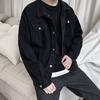 Casual Τζιν Παλτό Πέτο Μακρυμάνικο Τσέπες με Πτερύγιο Μονόχρωμο Άνετη Γραμμή Μπουφάν Μονόκουμπο Ανδρικό Εξωτερικό Ρούχο