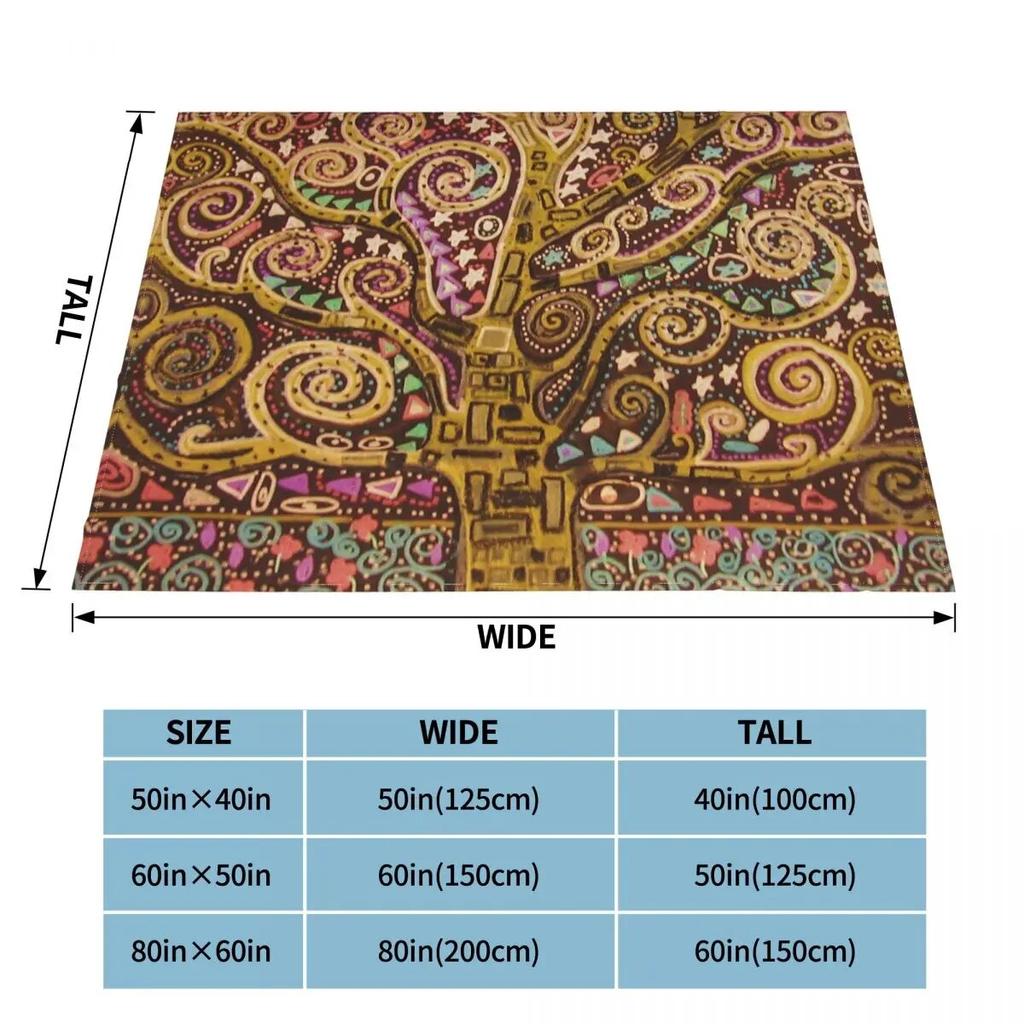 Tree Of Life Stoclet Frieze Gustav Klimt Blankets Fleece Novelty Warm Throw Blanket for Bedspread Autumn/Winter