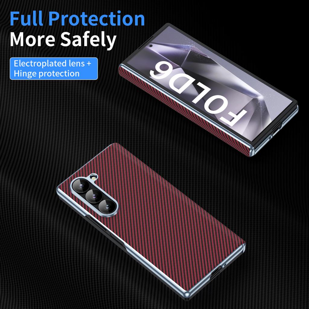 For Samsung Galaxy Z Fold6 5G Case Leather+PC Phone Cover with Hinge Protection