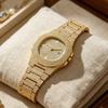 Quarzuhr mit voll besetztem Diamantlünetten- und Zifferblatt-Design, hochpräzise, funkelnd, trendiger Hip-Hop-Stil, für den täglichen Gebrauch und Partys