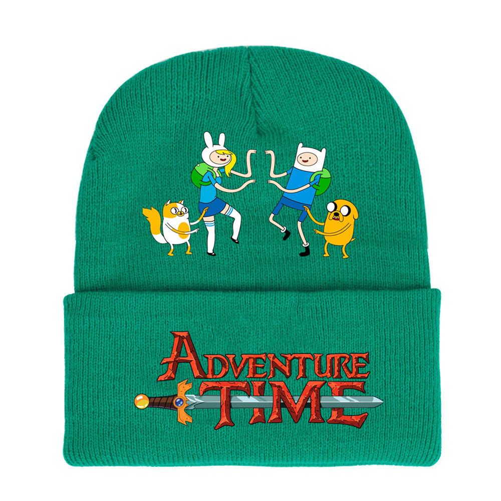 Adventure Time Cartoon Print Acrylic Knit Hat Winter Warm Unisex Beanie For Adults Teens