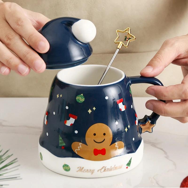 450 ml Leuke Kerst Koffie Mok Met Lepel Keramische Astronaut Vorm Melk Koffie Cup Festival Dárek Kerstman Thee Cup Nordic Mok