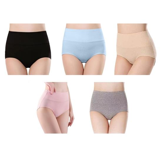 Women's High Waisted Underwear Ladies Breathable Soft Stretch Briefs Tummy Control Full Coverage Panties