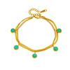Gold Plated Turquoise Bezel Set Double Layer Chain Bracelet for Women Stainless Steel
