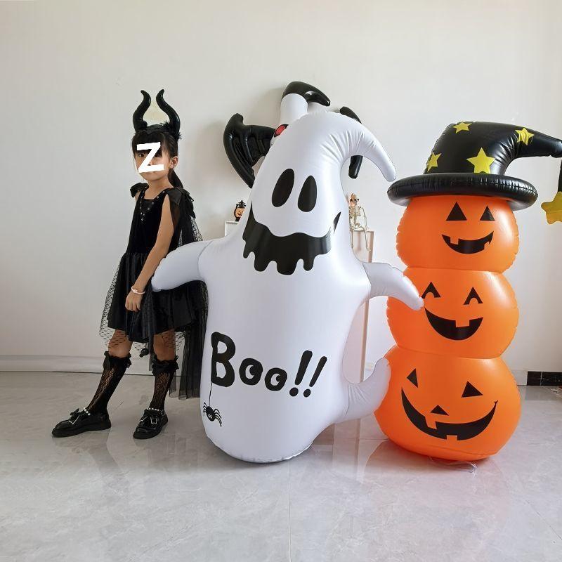 Halloween Pumpkin Ghost Inflatable Lantern for Decor & Costumes