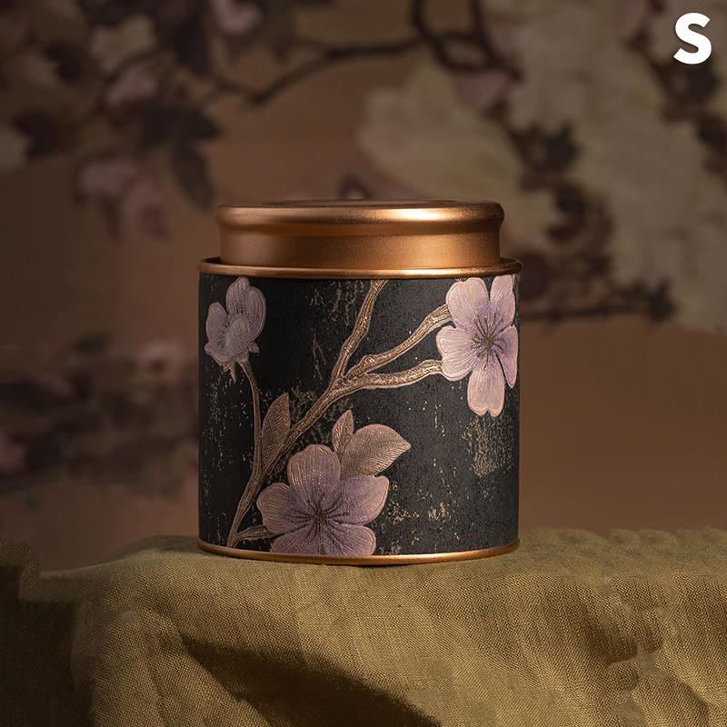 Kitchen Sealeds Canister Chinese Style Tea Box Convenient Exquisite Flower Prints Round Tea Tin Tea Storage Snacks Storage Box