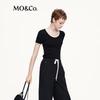 MO&Co. Color-block Trim Short Sleeve Knit Top