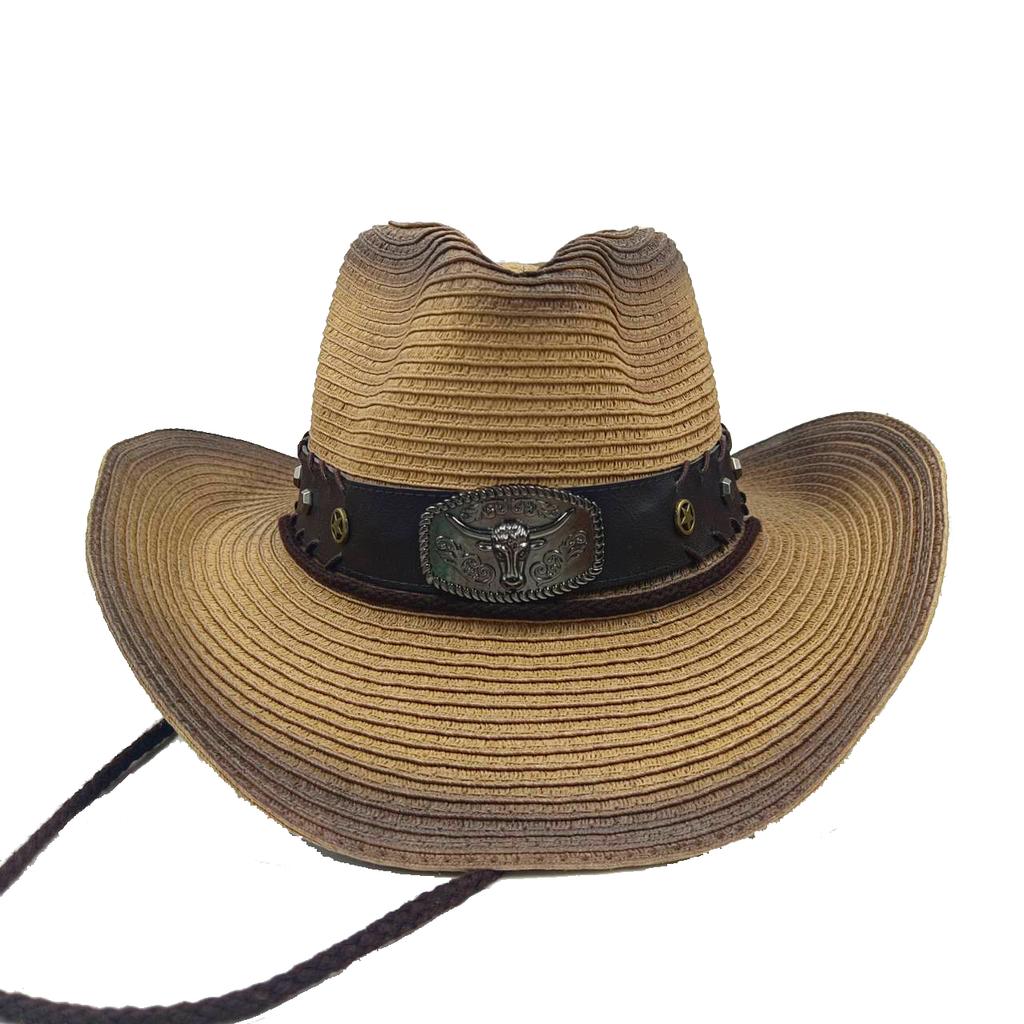 Leather Western Cowboy Hat Men'S Gentleman Godfather Hat Pu Material Panama Cowboy Hat Jazz Hat Sombrero Para Hombres