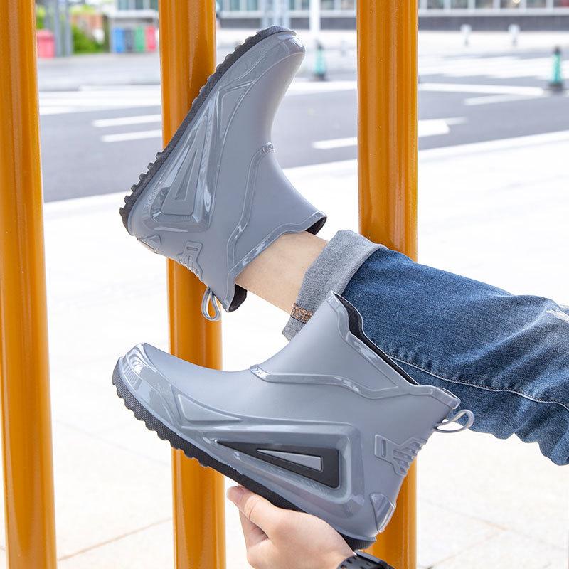 Water shoes trend low-top rain shoes men's fashion outer wear non-slip wear-resistant rain boots rubber shoes waterproof glue shoes