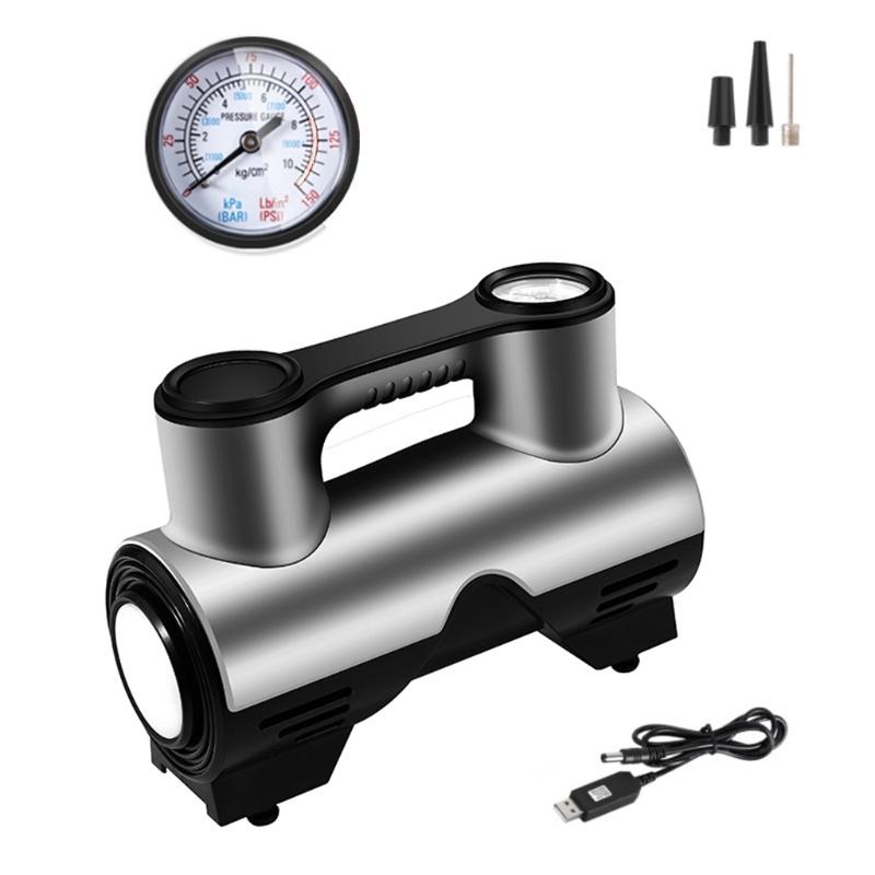 Wireless Air Compressor for Basketball Car Tire Inflator 12V/120W Portable Electric Pump with Analog Pressure Gauge