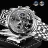 Original Stainless Steel mens watch Silver Blue Luxury Luminous Quartz Watches for Man Waterproof Wristwatch Reloj Hombre Clock