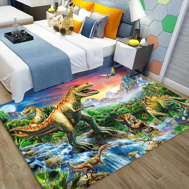 3D Dinosaur Carpet Cute Animal Rug Jurassic Park Floor Mat For Kitchen Bathroom Entrance Hallway Decor Living Room Tea Table Mat