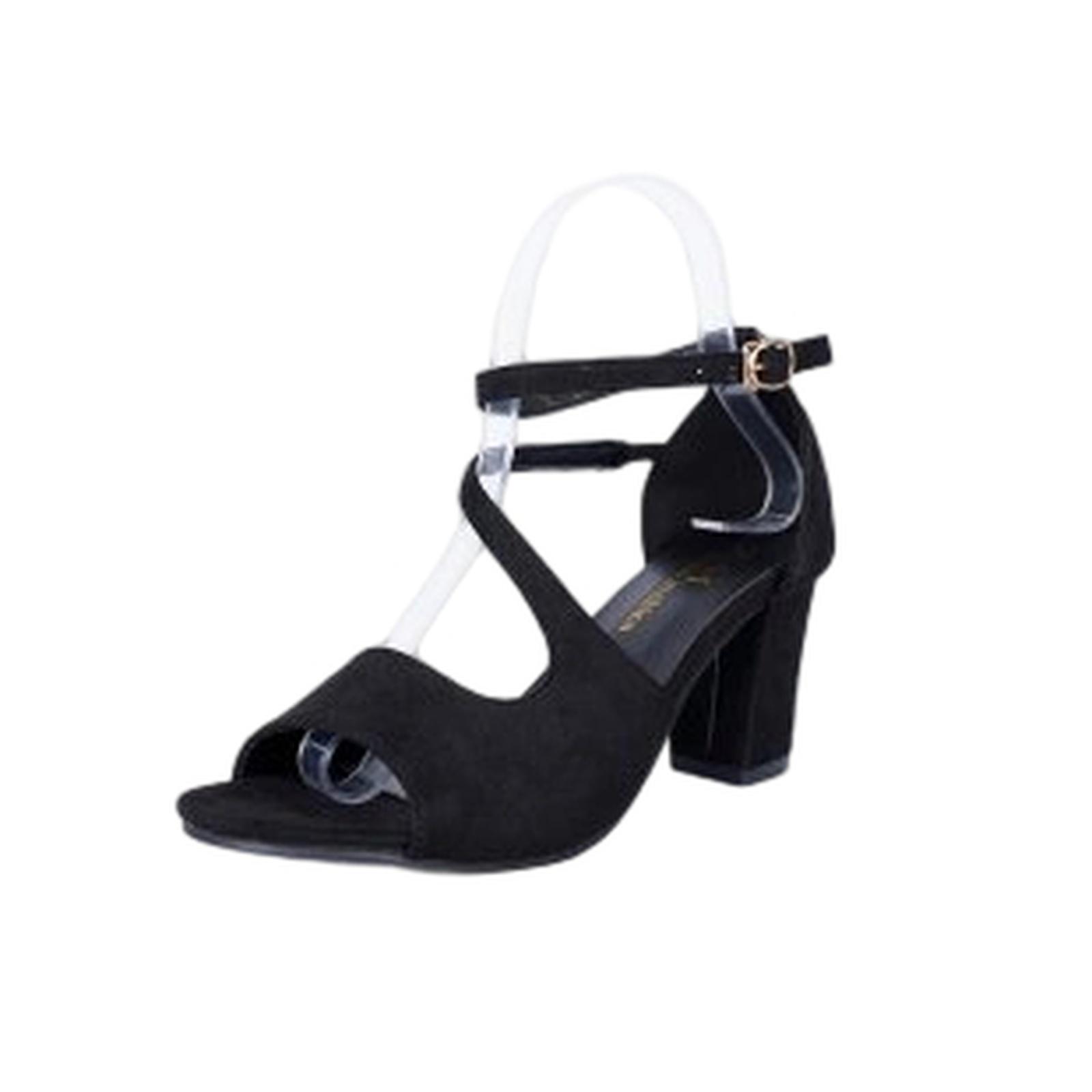 

Women Open Toe Low Chunky Short Heels Strap Block Heel Sandals Party Dress Wedding Shoes 43 чёрный